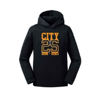 TBlack hoodie  with 'City 25' text on the front, representing the Glasgow City FC